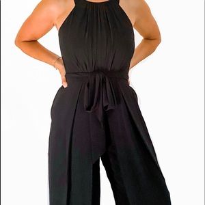 Chiffon Halter Tie Waist Jumpsuit
